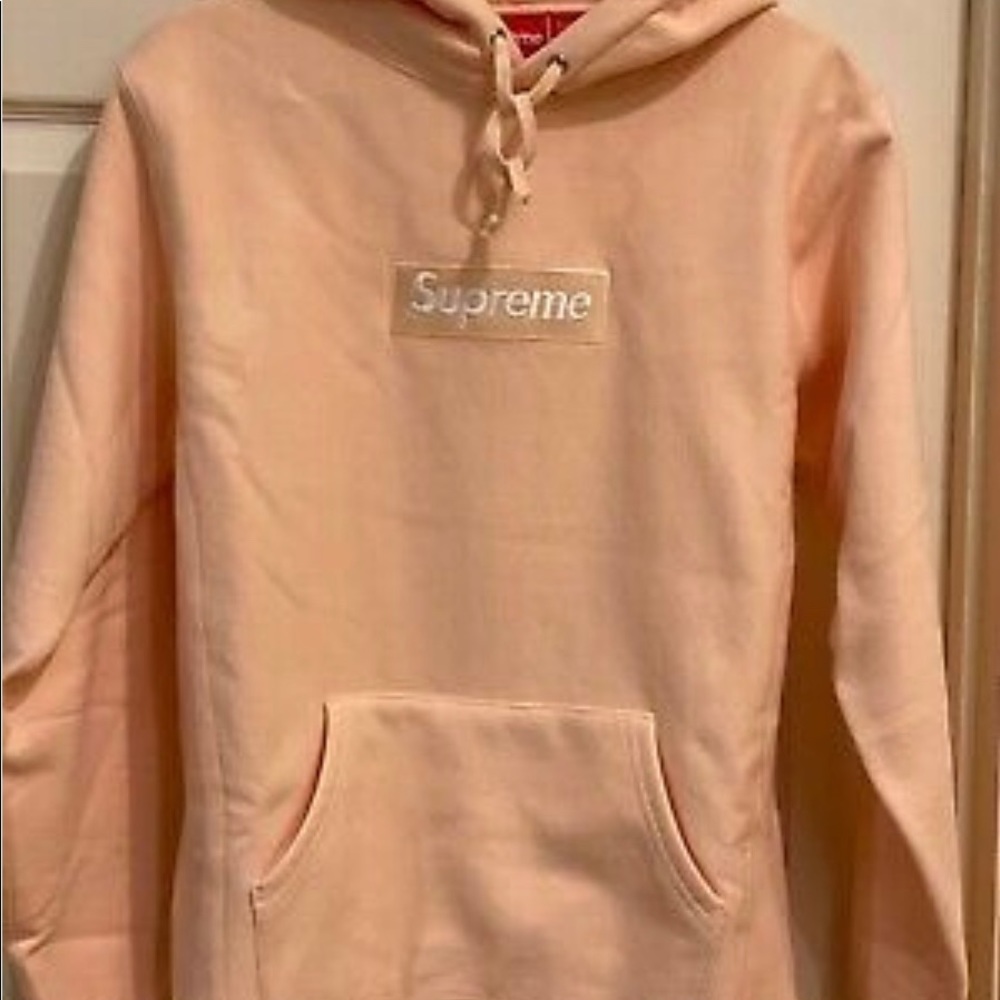 PEACH COLOR AUTHENTIC HOODED SUPREME BOX LOGO